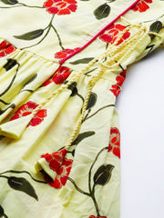 Women Yellow Floral Printed V-Neck Viscose Rayon Maxi Dress