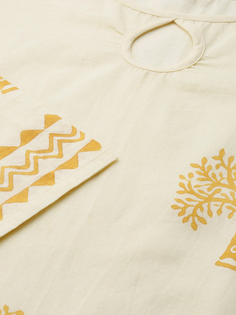 Women White Three-Quarter Sleeves Straight Kurta with Palazzo Set