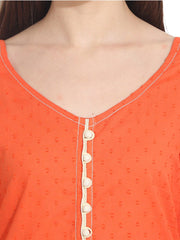 Women Orange Woven Design A-Line Kurta