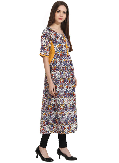 Multi 3/4th sleeve cotton anarkali kurta