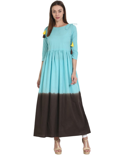 Nayo Blue & black 3/4 sleeve tye dye anarkali kurta