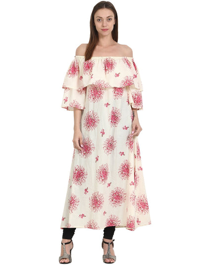 Nayo Pink printed cowl neck A-line cotton kurta