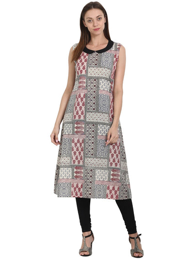 Nayo Multi printed sleevless cotton kurta