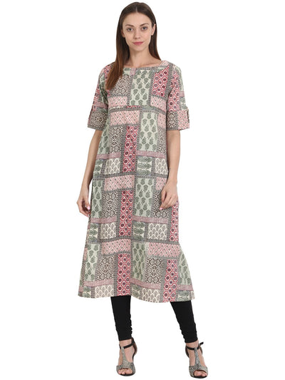 Nayo Multi printed half sleeve cotton kurta