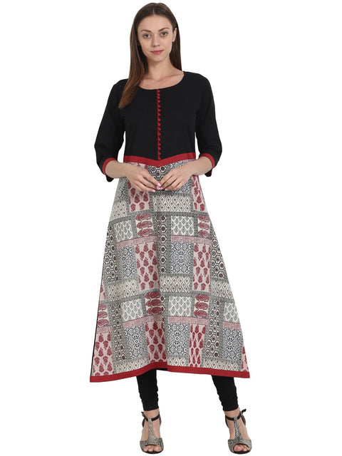 Nayo Women Multi printed 3/4 sleeve cotton A-line kurta