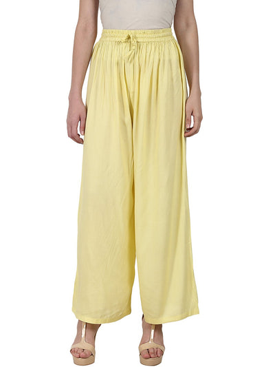 Yellow ankle length Rayon straight plazzo