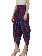 Blue prited cotton ankle length dhoti