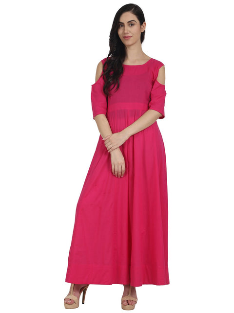 Nayo Pink 3/4th sleeve cotton anarkali kurta