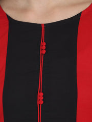 Red 3/4th sleeve cotton Straight kurta