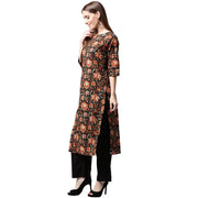 Multi printed 3/4th sleeve cotton Kurta