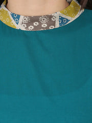 Yellow & grey printed 3/4th sleeve cotton anarkali kurta
