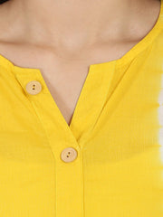 Yellow tie dye 3/4th sleeve cotton A-line kurta