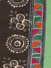 Green printed 3/4th sleeve cotton A-line kurta