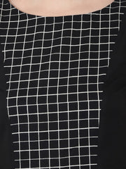 Black printed sleeveless cotton floor length A-line kurta