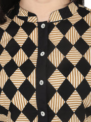 Nayo Black printed half sleeve cotton shirt with black georgette sharara