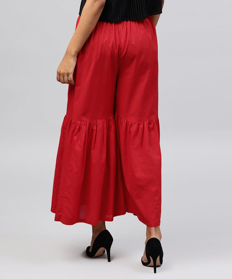 Red cotton ankle length sharara