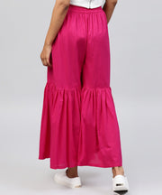 Solid Pink cotton ankle length sharara