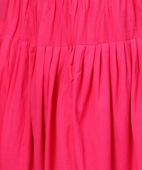 Solid rani Pink ankle length cotton dhoti pant