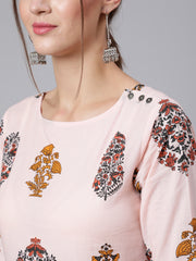 Women Multi Printed Tunic With Three Quarter Sleeves