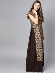 Black and Gold printed Kurta set with ankle length skirt