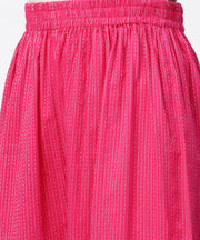Pink 3/4th flared sleeve cotton anarkali kurta with ankle length pallazo