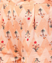 Peach printed 3/4th sleeve cotton kurta with printed ankle length palazzo