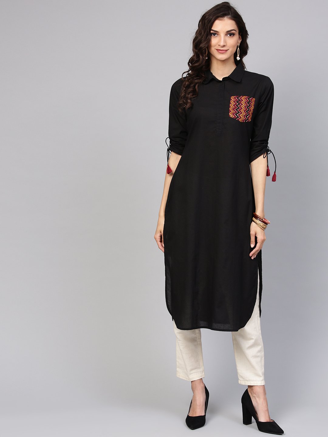 Black kurta design clearance ladies