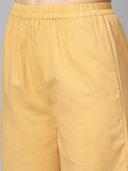Navy blue Geometric Printed 3/4th sleeve Kurta Set with Solid Yellow Pants