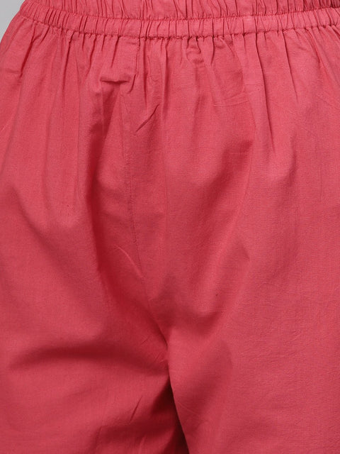Pink Gold printed Straight Kurta Set & Pants Embellished with Gotta