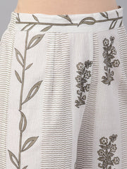 Grey printed 3/4th sleeve kurta with palazzo