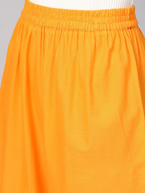 Women Orange Solid Wide Leg Palazzos
