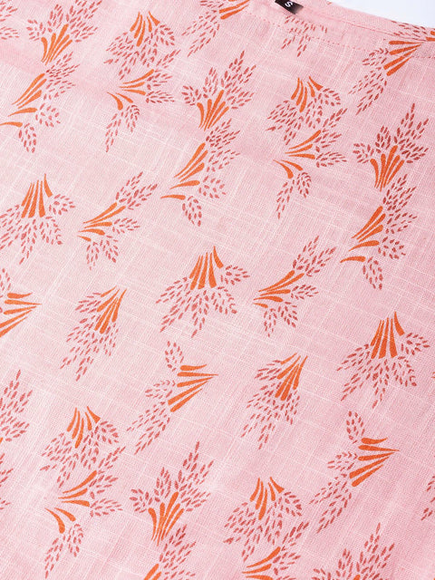 Women Peach-Coloured Printed Straight Kurta
