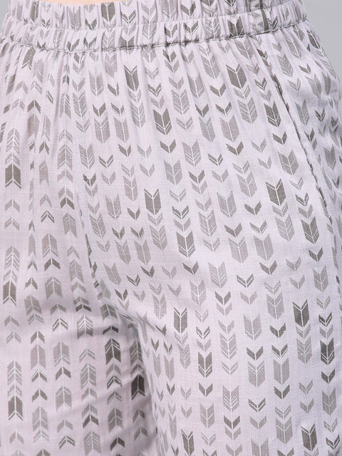 Fossil Grey Printed Kurta set with Pant