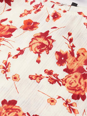 Nayo Women Off White & Orange Floral Printed Maxi Dress