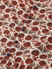 Nayo Women Cream & Brown Floral Printed Maxi Dress