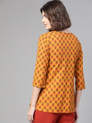 Nayo Women Mustard & Red A-Line Printed Top