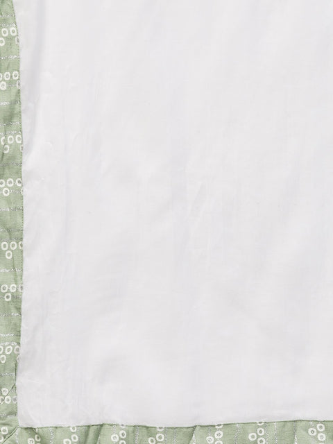 Nayo Women Green & white Straight Ethnic Motifs Printed Kurta And Trousers Set