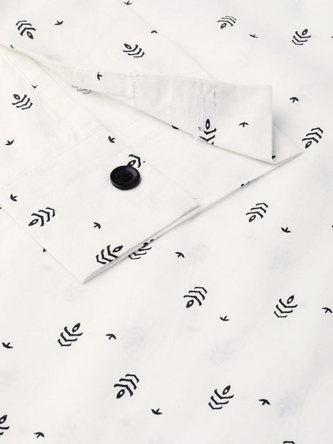 Women White & Balck Printed Shirt