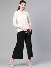 Women White & Balck Printed Shirt