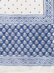 Nayo Women Blue & White Straight Floral Printed Kurta And Palazzos Set With Dupatta