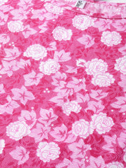 Nayo Women Pink & White Straight Floral Printed Kurta And Palazzos Set