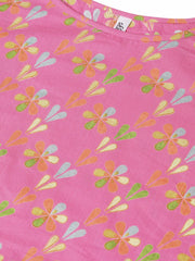 Nayo Women Pink & Multi Straight Floral Printed Kurta And Skirt Set