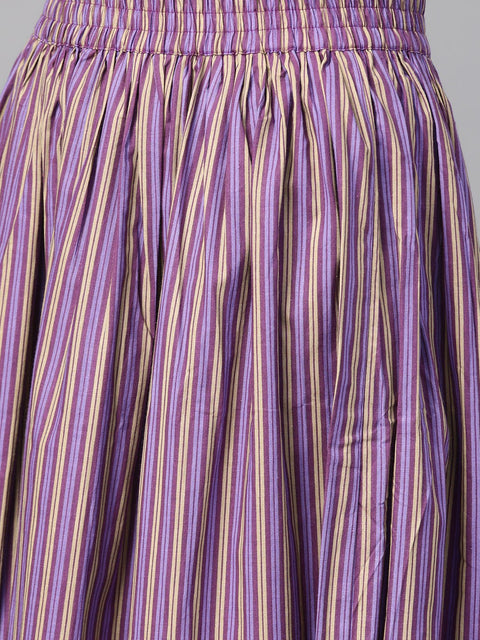 Nayo Women Mauve & Purple Straight Paisley Printed Kurta And Skirt Set