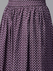 Nayo Women Purple &  Straight Floral Printed Kurta And Skirt Set