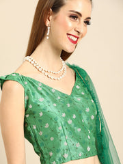 Nayo Women Green Printed Dola Silk Lehenga Choli with Dupatta