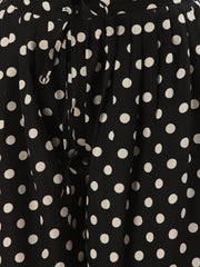 Women Black Polka Dots Printed Crepe Flared Palazzo