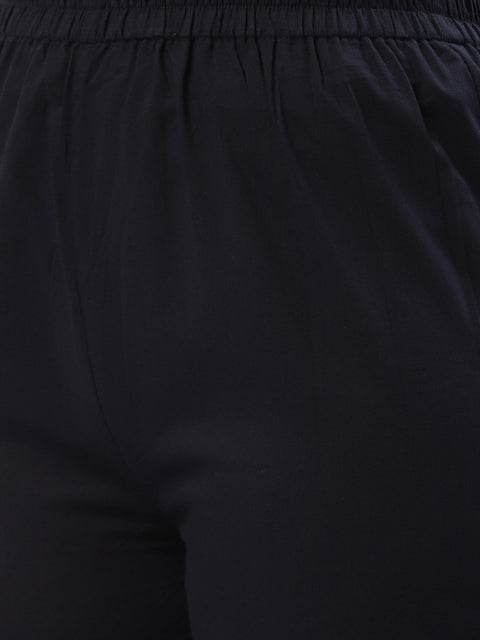 Women Navy Blue Three-Quarter Sleeves Flared Peplum Kurta and Sharara set