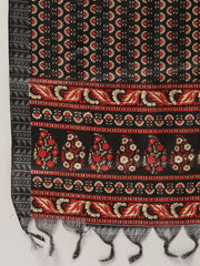 Women Black Three-Quarter Sleeves Straight Kurta and Trouser Pant set