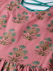 Women Pink Ethnic Motifs Printed Square Neck Cotton Maxi Dress