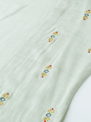 Women Grey Embroidered Top Pant with shrug Set